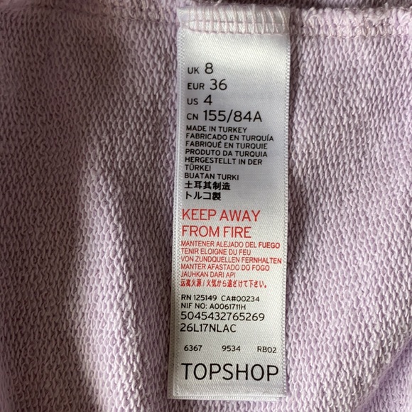 Topshop lilac crop top sweat shirt - US 4 - Picture 4 of 5